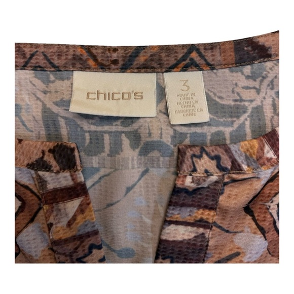 Chico's Bohemian Earthy Patterned Blouse - Picture 5 of 7